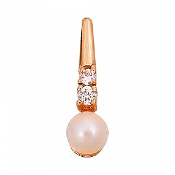 Золотая подвеска с жемчугом и фианитом № 2347