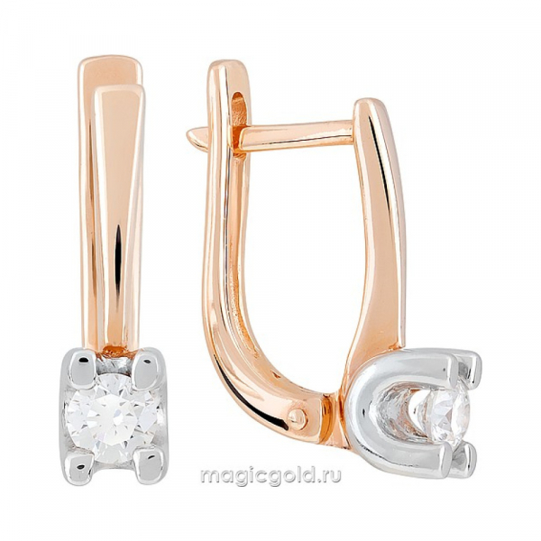 Золотые серьги с бриллиантом № 26788