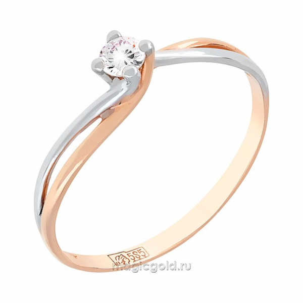 Золотое кольцо с бриллиантом № 111311