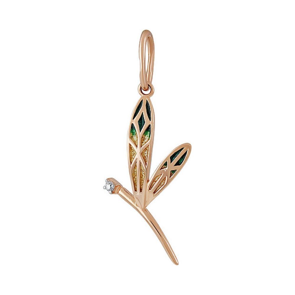 Золотая подвеска с фианитом и эмалью № 137166