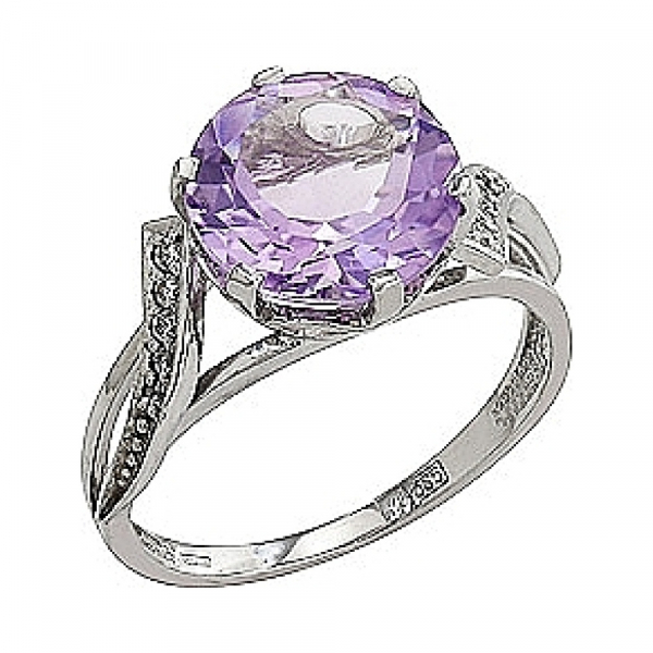 Кольцо с аметистом и фианитом № 86207