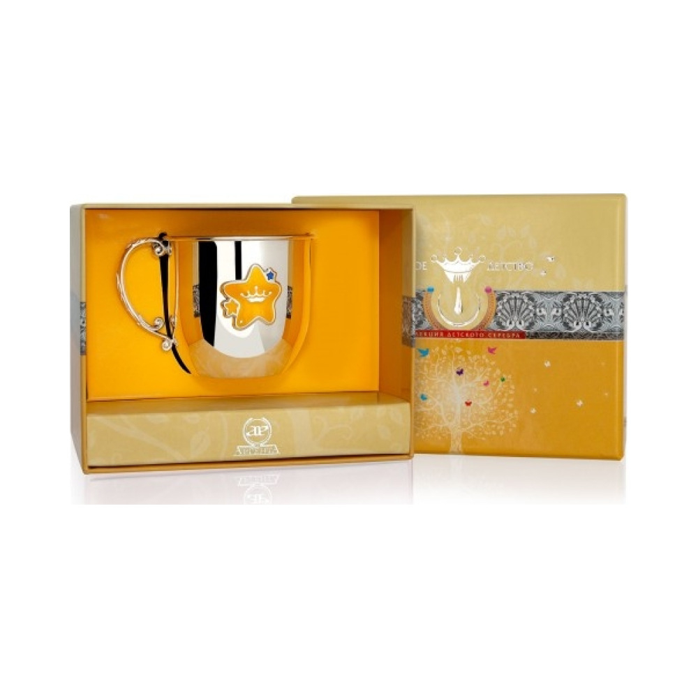 Серебряная детская кружка «Звезда» 481КР05807 (синий)