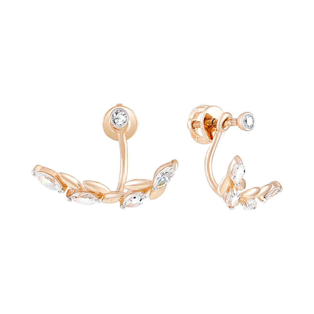 Золотые серьги с фианитами № 129085