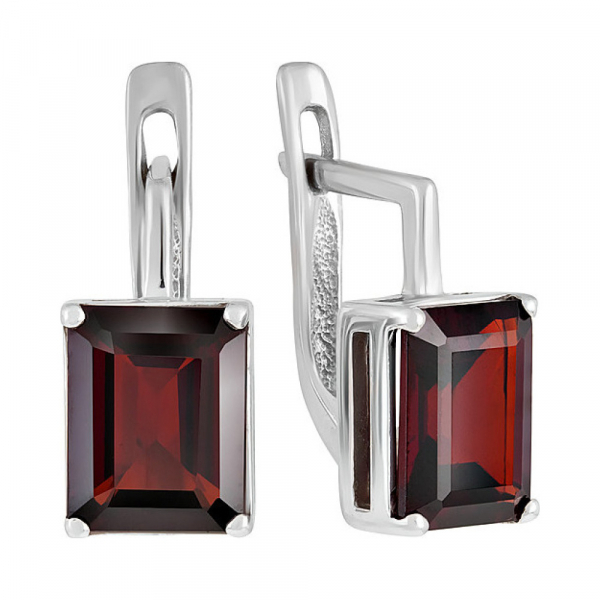 Серебряные серьги с гранатом № 132019