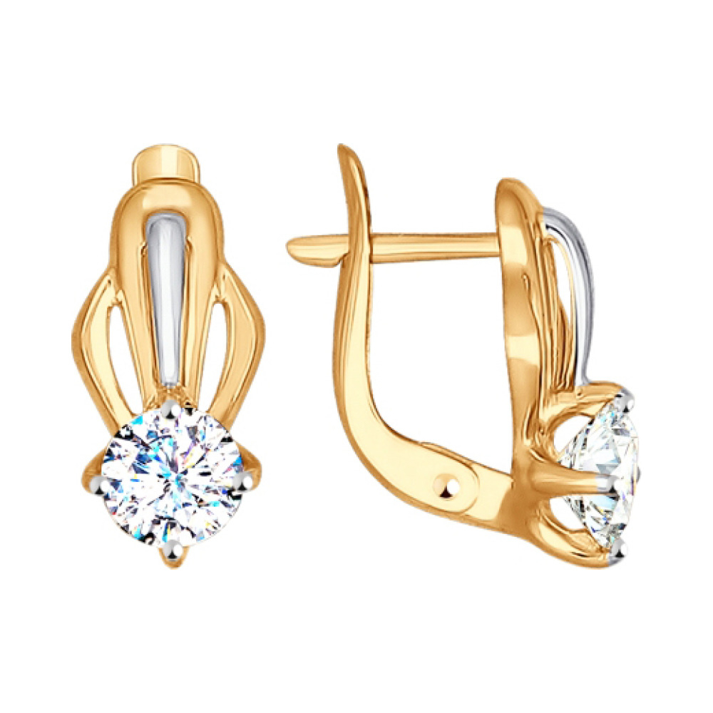 Золотые серьги с фианитом № 140970