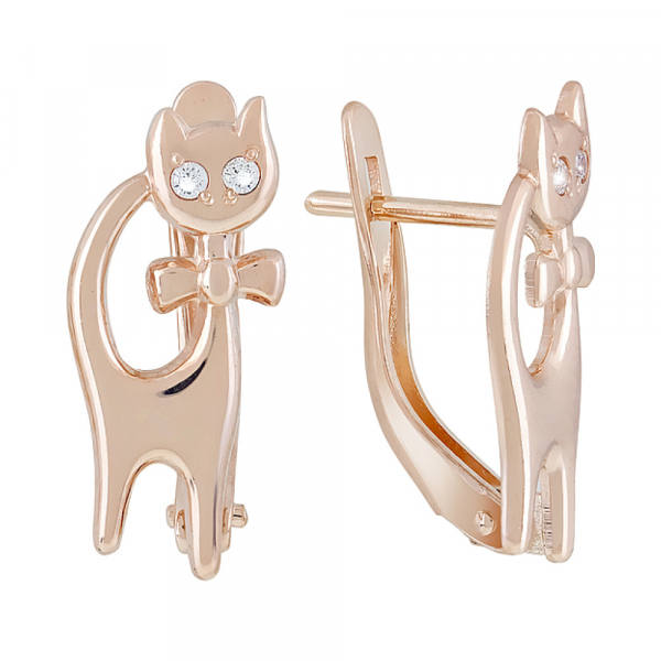 Золотые серьги с фианитом № 97050