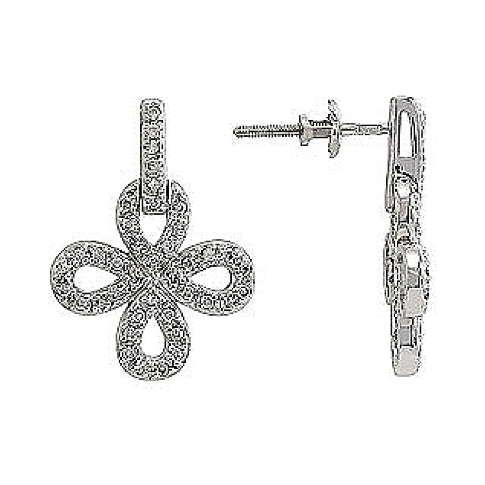 Серебряные серьги с фианитом № 80409