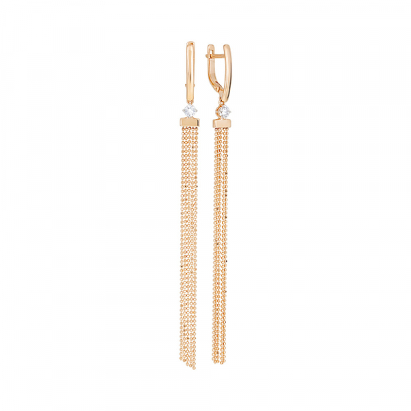 Золотые серьги с фианитом № 130097