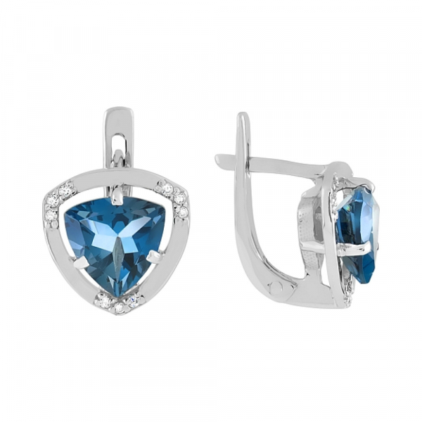 Золотые серьги с топазом и фианитом № 110969