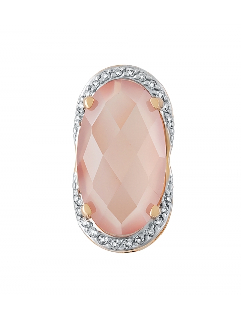 Золотая подвеска с розовым ониксом и фианитом № 131722