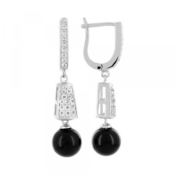 Серебряные серьги с фианитом № 108349