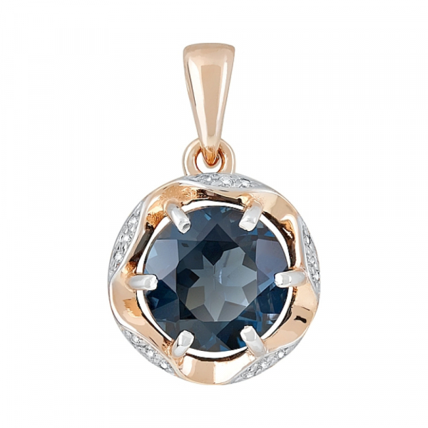 Золотая подвеска с топазом и фианитом № 119666