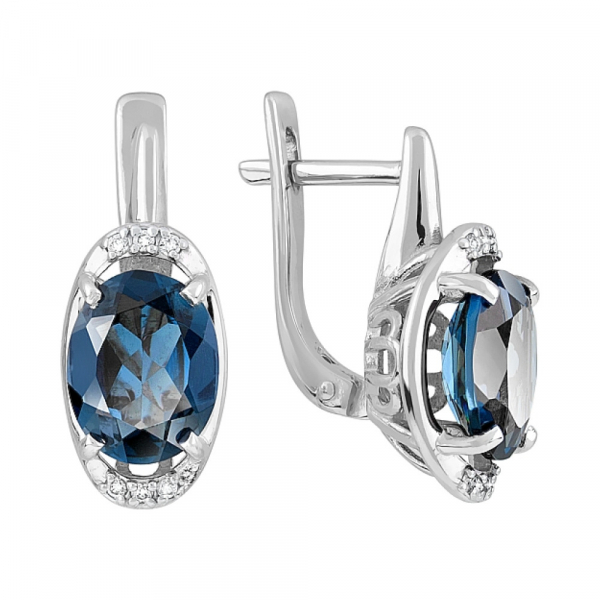 Золотые серьги с топазом и фианитом № 120311