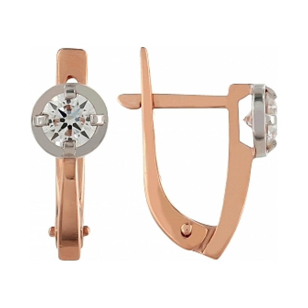 Золотые серьги с бриллиантом № 112553