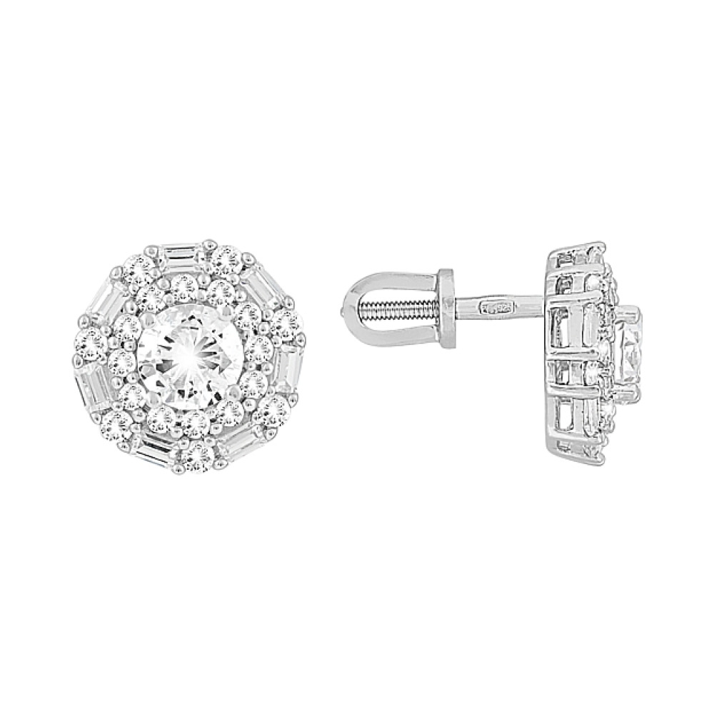 Серебряные серьги с фианитами № 113144