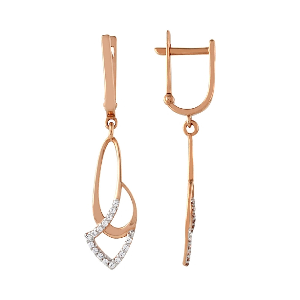 Золотые серьги с фианитом № 97046