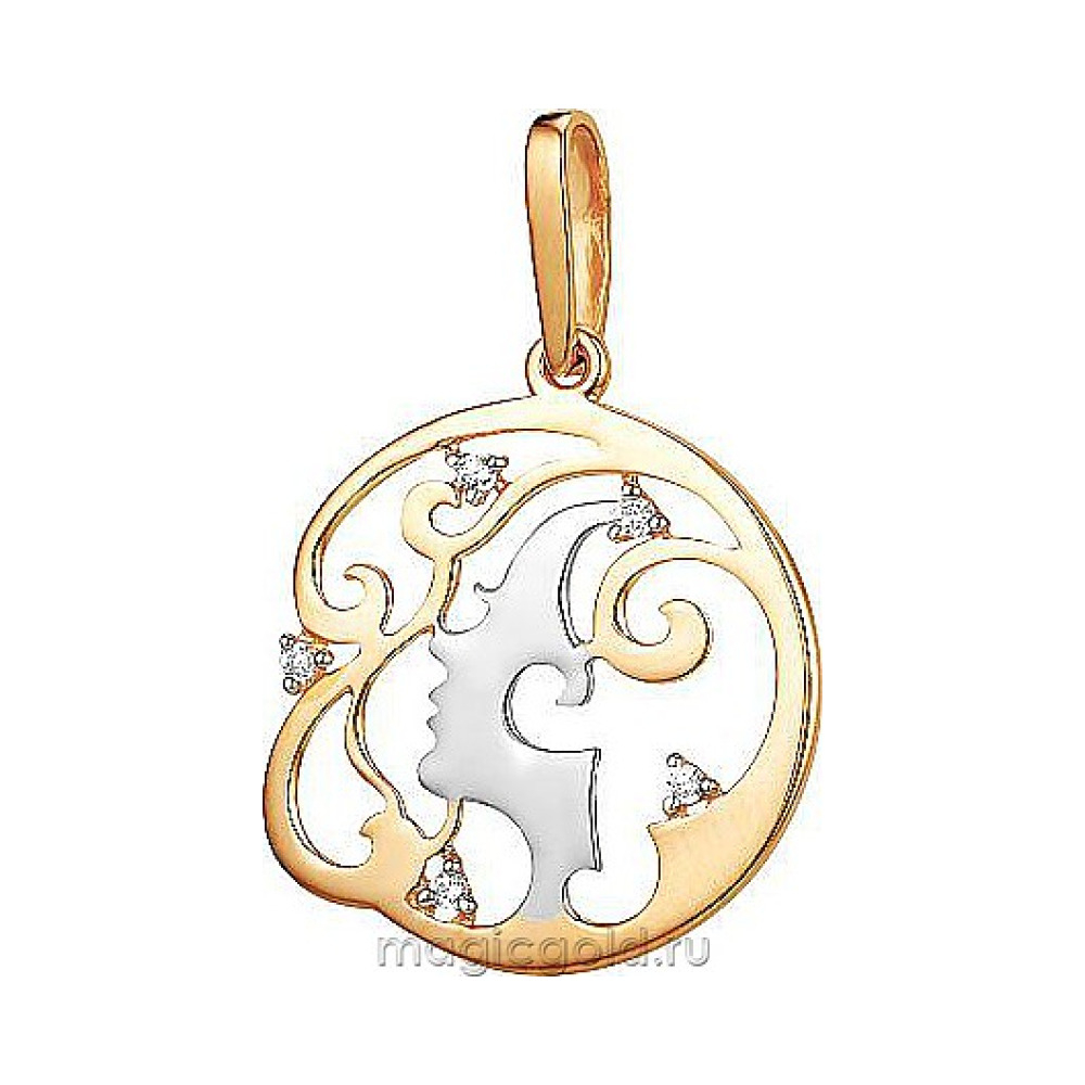 Золотая подвеска с фианитом № 172305