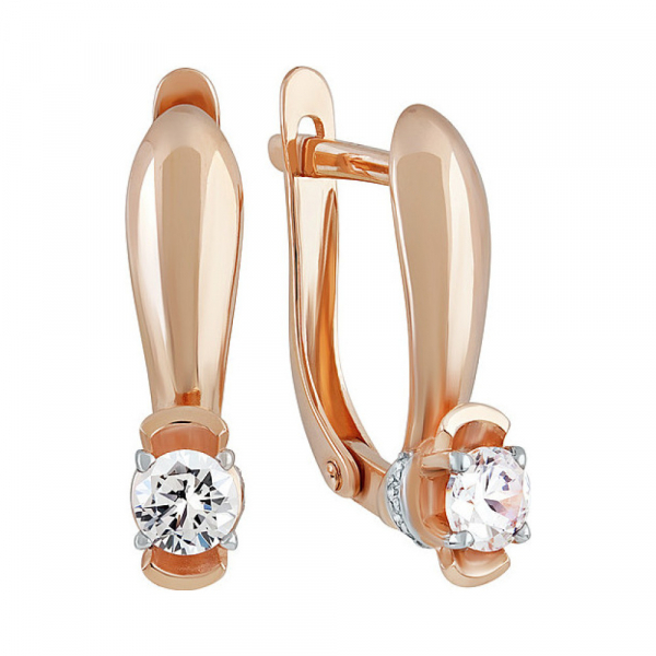 Золотые серьги с фианитом № 137053