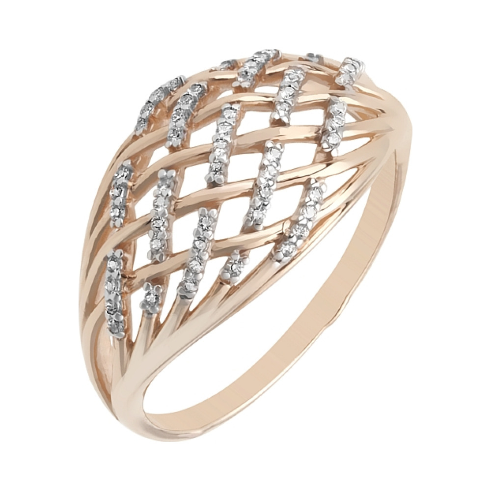 Золотое кольцо с фианитами № 108687