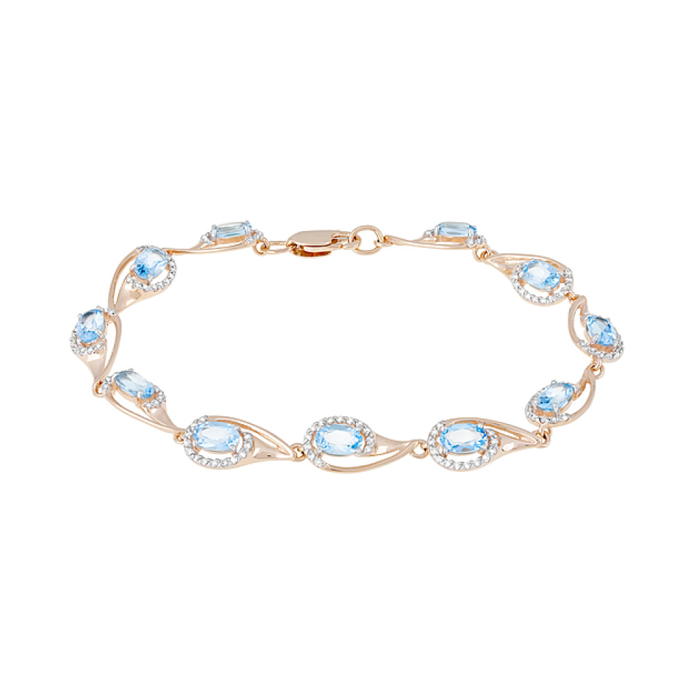 Золотой браслет с топазом и фианитом № 127018