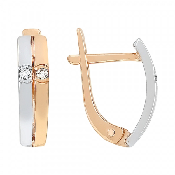 Золотые серьги с бриллиантом № 76314