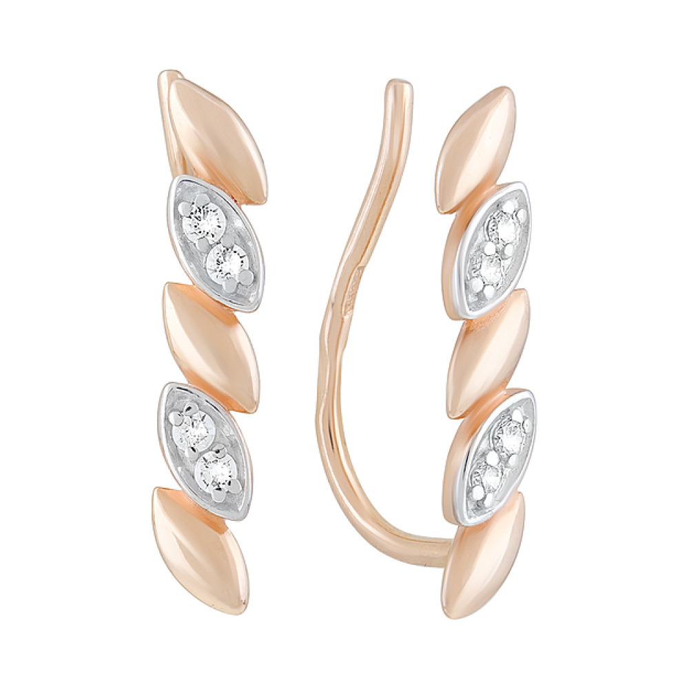 Золотые серьги с фианитами № 126766