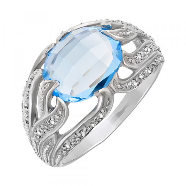 Золотое кольцо с бриллиантом и топазом № 2982