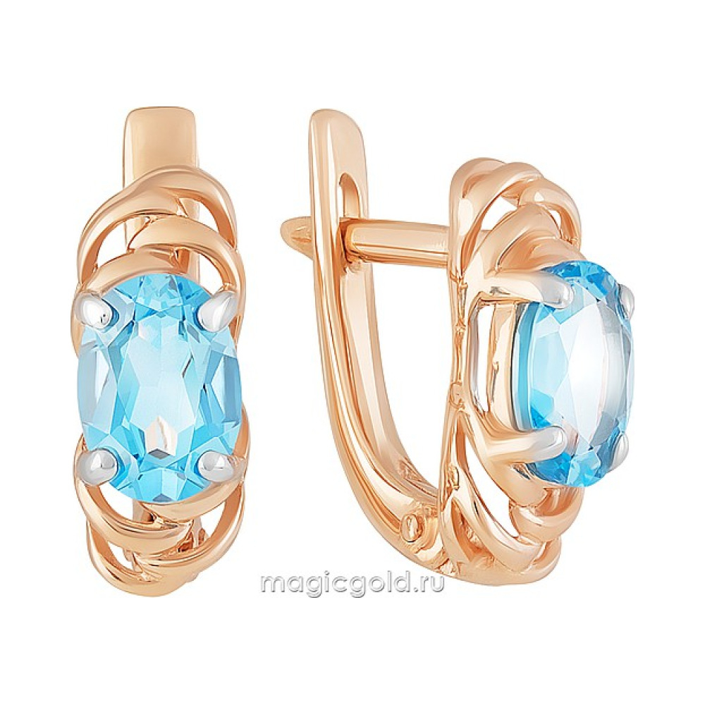 Золотые серьги с топазом № 159623