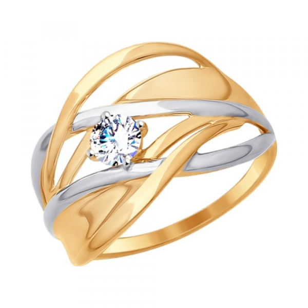 Золотое кольцо с фианитом № 161618