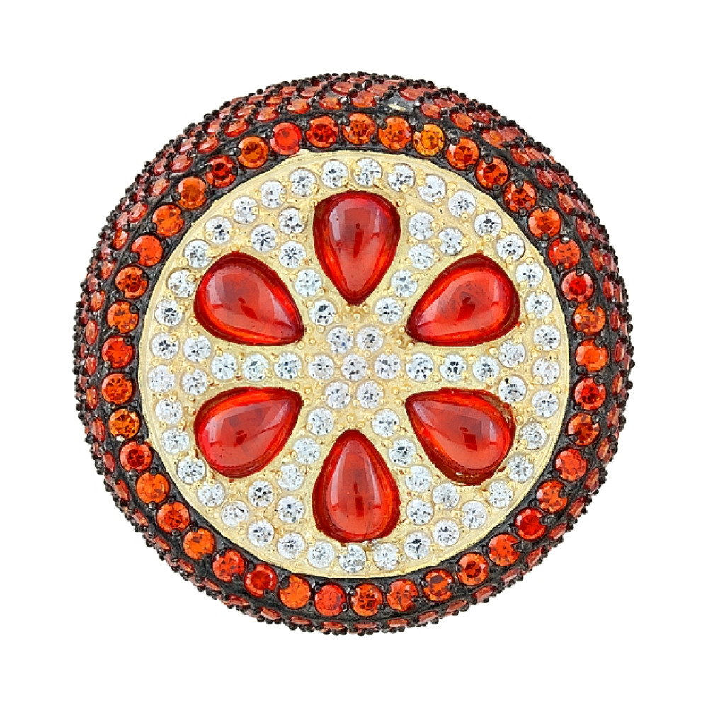 Серебряная подвеска с фианитом черным и золотым покрытием № 115624