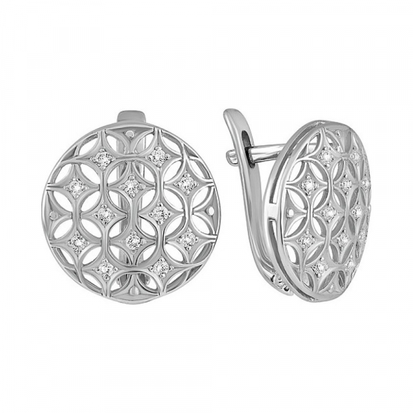 Серебряные серьги с фианитом № 134148