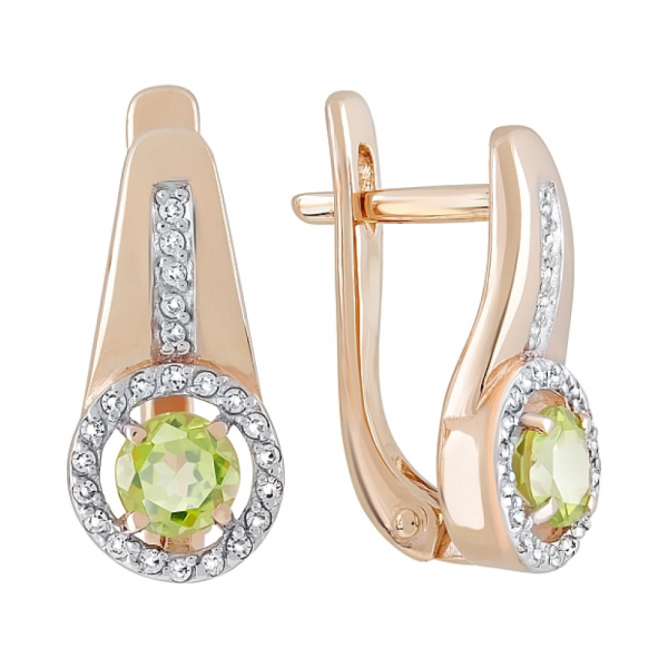 Золотые серьги без камня с алмазкой № 171863