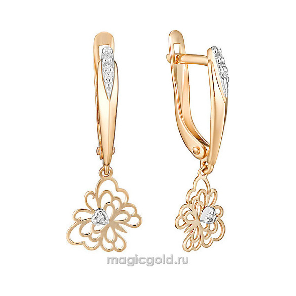 Золотые серьги с фианитом № 161599