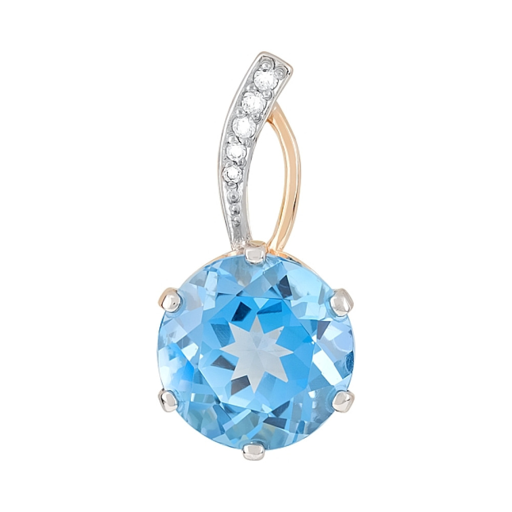 Золотая подвеска с топазом и фианитом № 77439