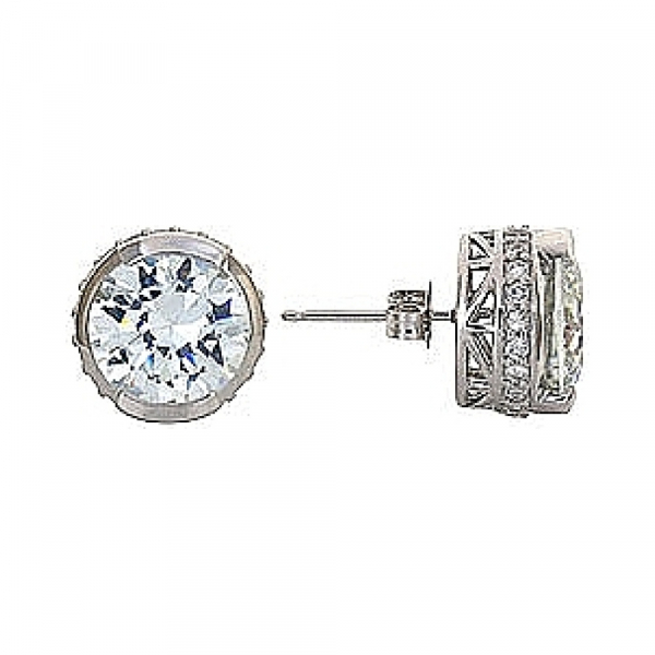 Серебряные серьги с фианитом № 68373