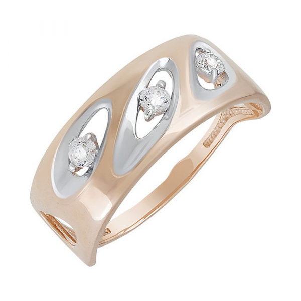 Золотое кольцо с фианитом № 133453