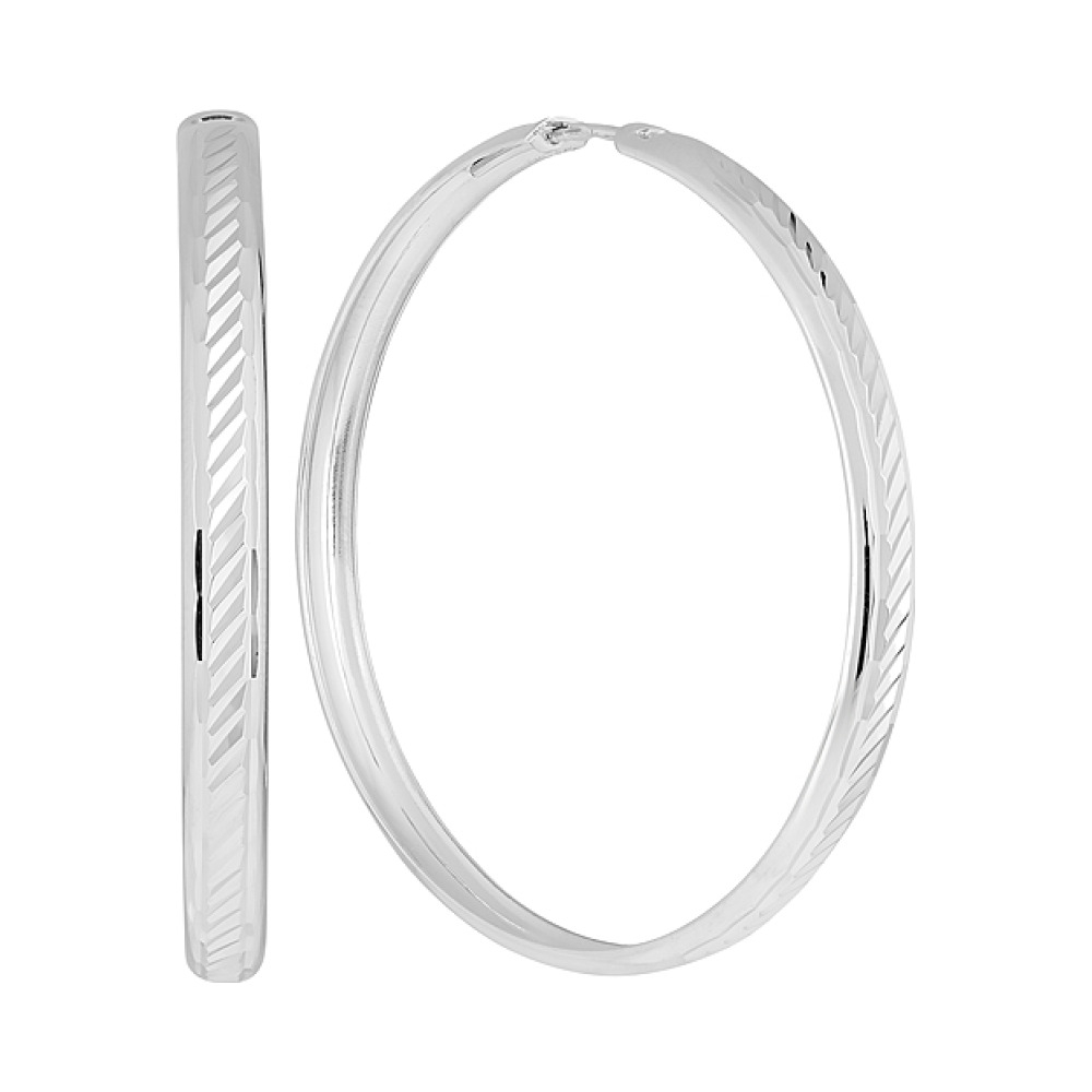 Серебряные серьги конго с алмазной гранью № 129745