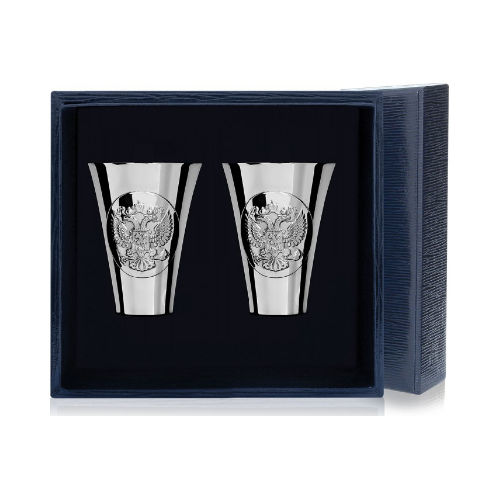 Набор серебряных стопок «Герб» полированных из 2 предметов