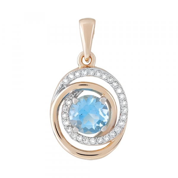 Золотая подвеска с топазом и фианитом № 119399