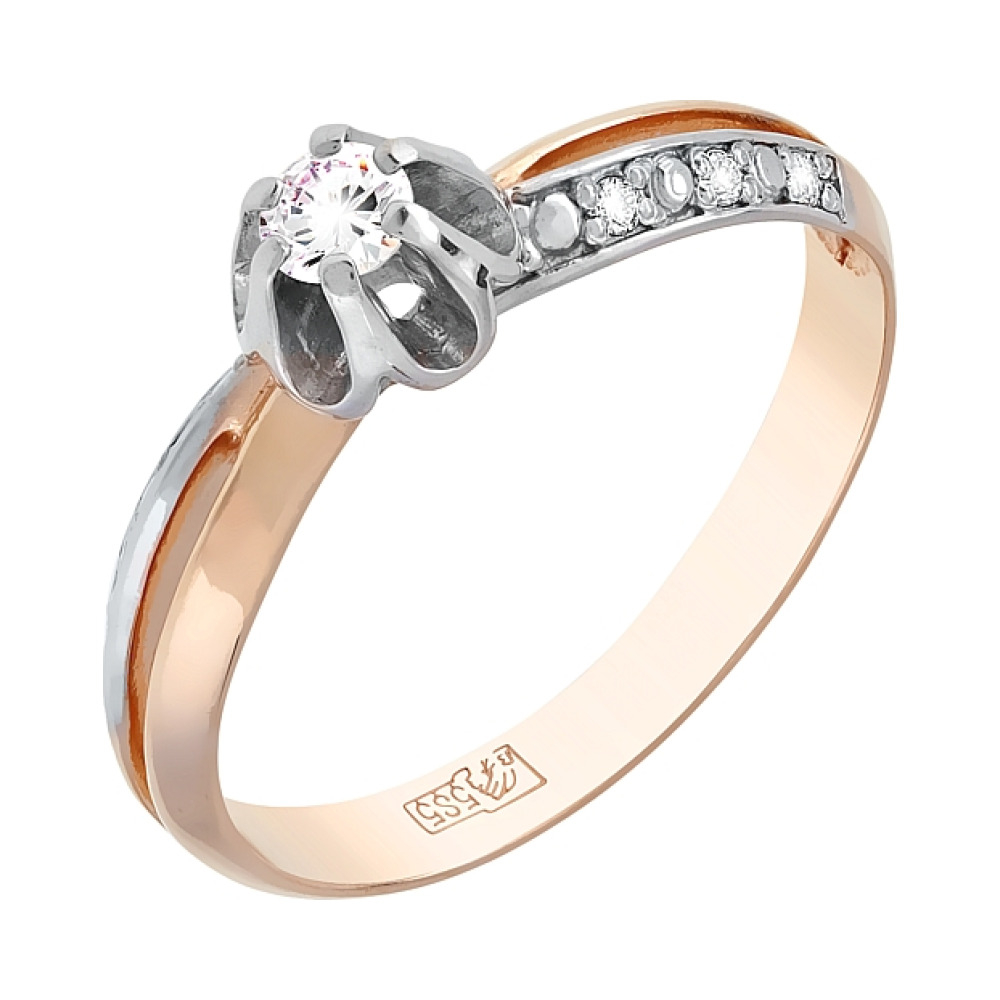 Золотое кольцо с бриллиантом № 116861