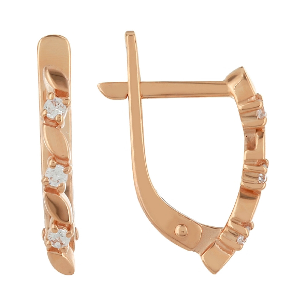 Золотые серьги с фианитом № 83911