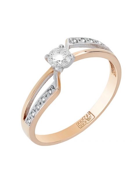 Золотое кольцо с бриллиантом № 115574