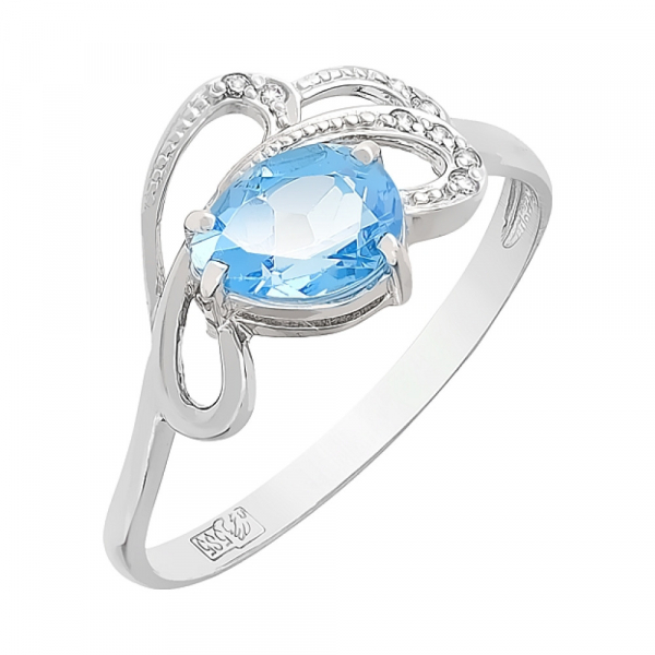 Золотое кольцо с топазом и фианитами № 83281