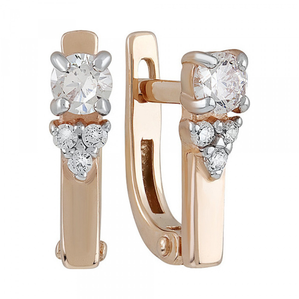 Золотые серьги с фианитом № 134334
