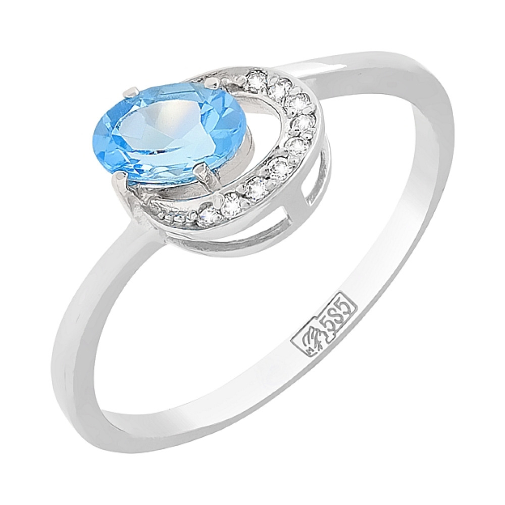 Золотое кольцо с топазом и фианитами № 76101