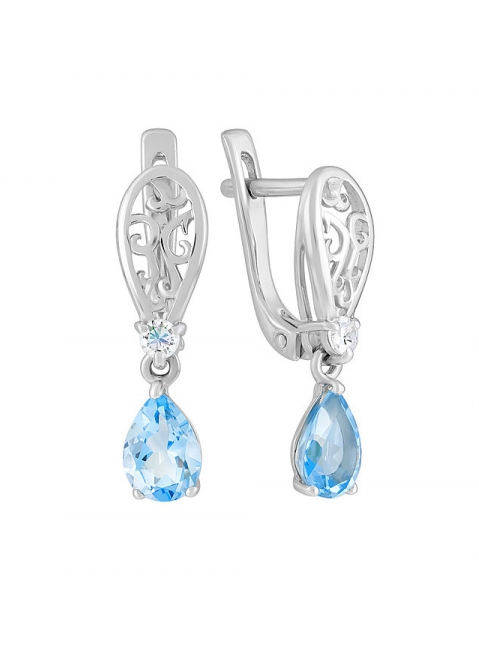 Золотые серьги с топазом и фианитом № 124472