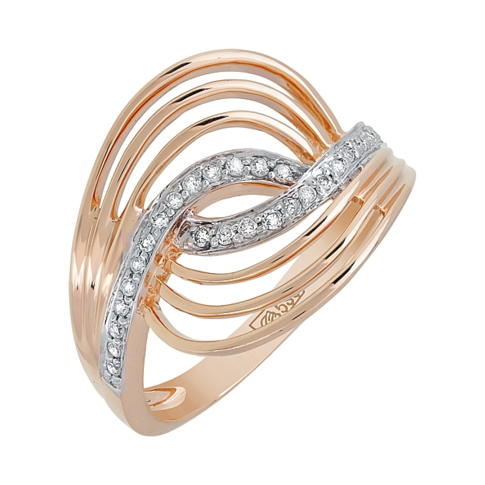 Золотое кольцо с бриллиантом № 113712