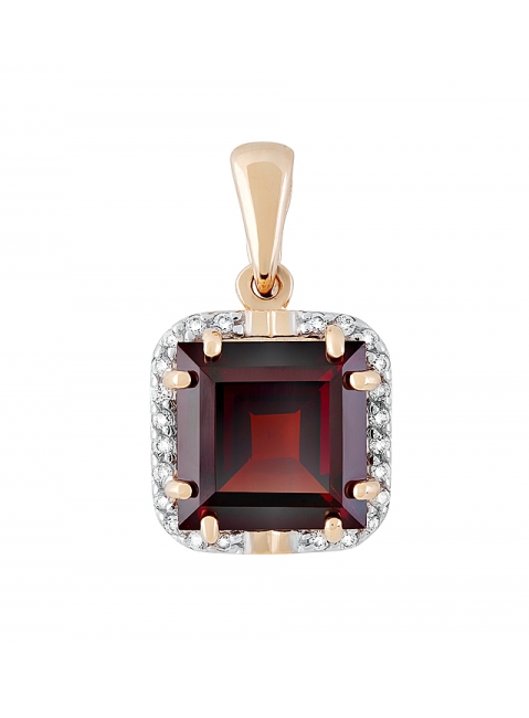 Золотая подвеска с гранатом и фианитом № 129446