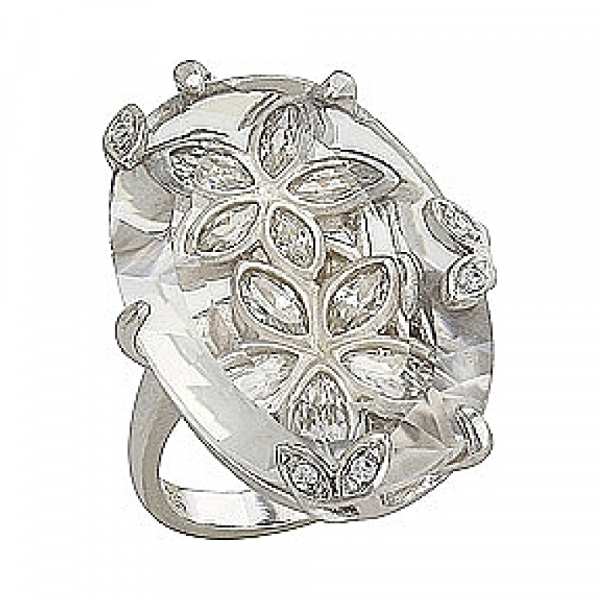 Серебряное кольцо с фианитом и белым кристаллом № 80596