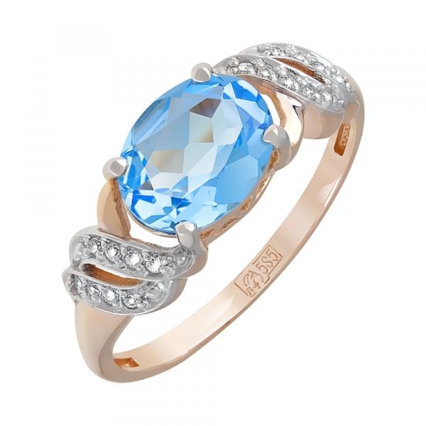 Золотое кольцо с топазом и фианитом № 119371
